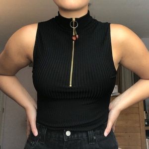zara zip-up tank